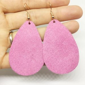 Light pink teardrop suede earrings